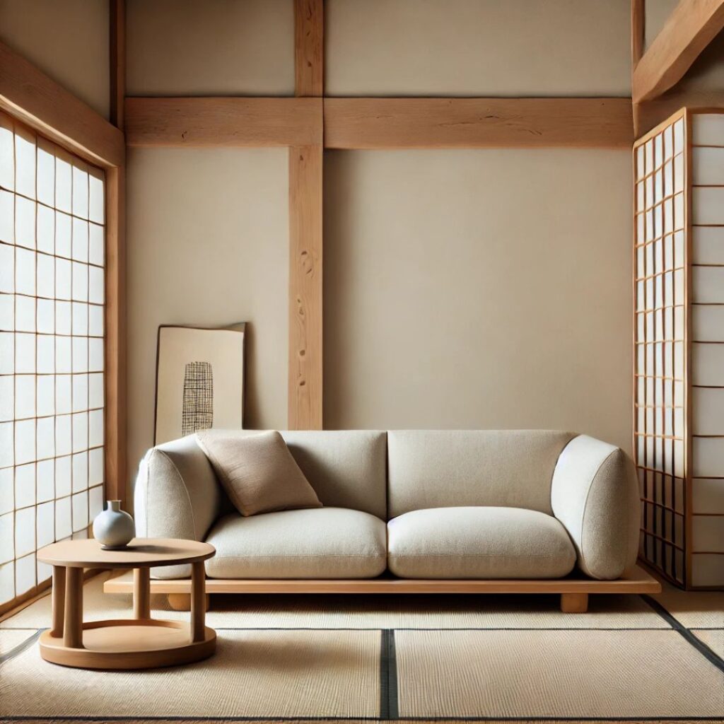 Japansk soffa i traditionell japansk minimalistisk stil.