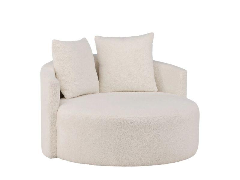Kelso 2-sits Rund Soffa i beige bouclé från Furniturebox – minimalistisk och mjuk