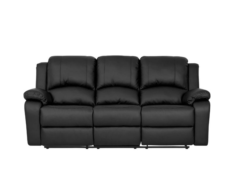 Norbo 3-sits Reclinersoffa i konstläder – svart